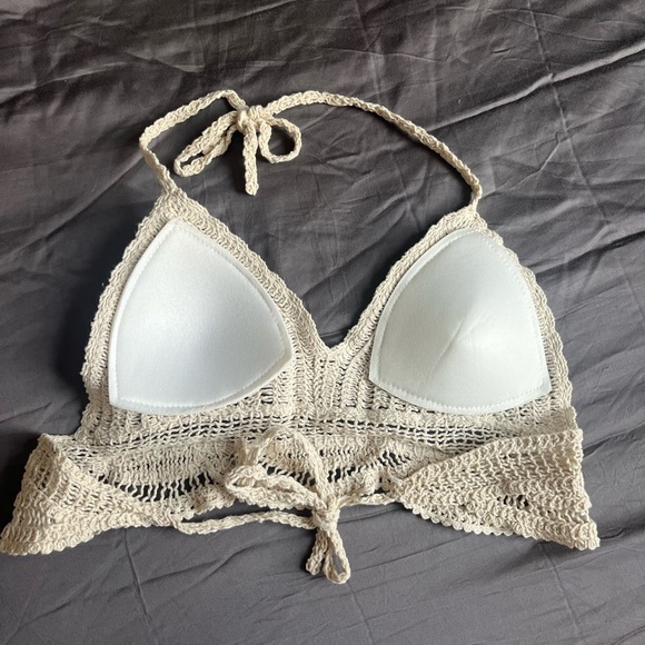 Cream Crotchet Top/Bikini Top - Picture 2 of 2